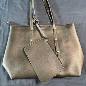 Lightweight Faux Leather Tote Bags with a Wristlet to Match